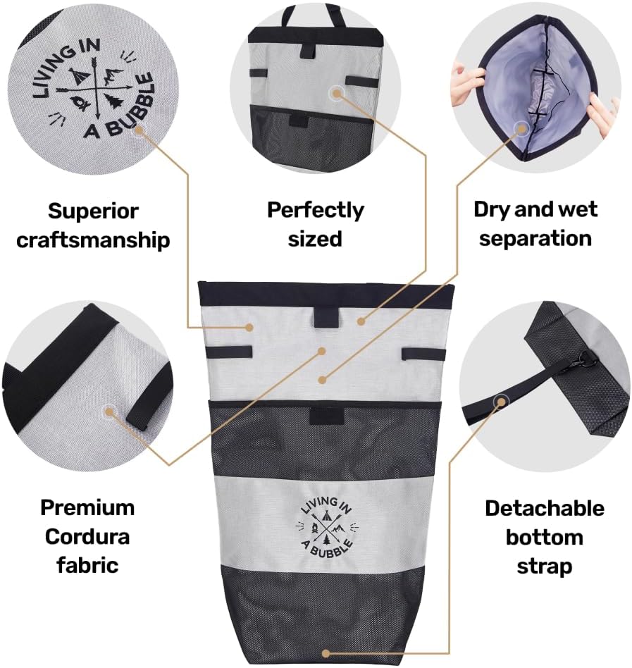 Living in a Bubble Wet Dry Laundry Bag – Portable Waterproof Laundry Hamper - Image 5