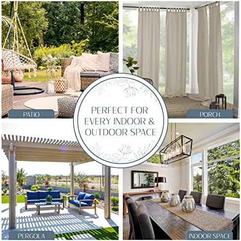 Matine Solid Tab Top Indoor/Outdoor Window Curtain, Taupe - Image 4