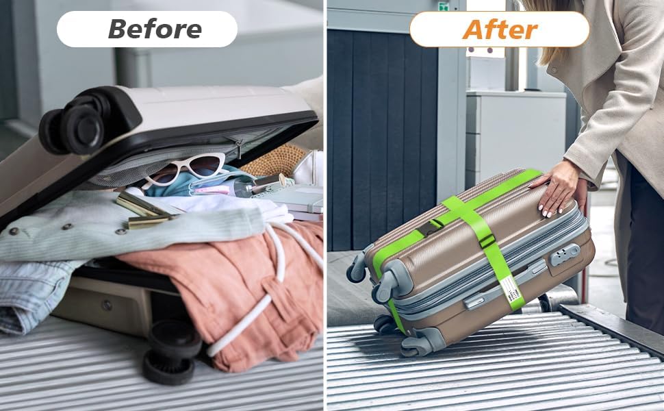 BILIONE Luggage Straps for Suitcases, Adjustable Lockable Suitcase Straps - Image 7