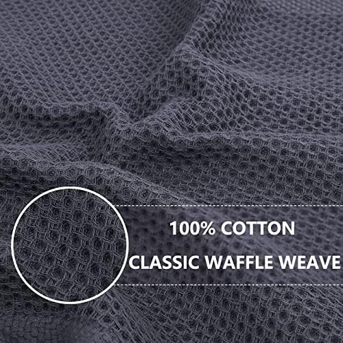 Homaxy 100% Cotton Waffle Weave Kitchen Dish Towels 4-Pack, Dark Grey - Image 2