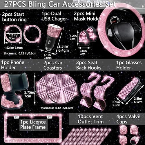 NBTEPEM 27-Piece Bling Car Accessories Set - Image 2