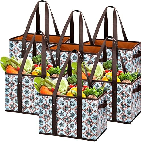Foraineam Reusable Grocery Bags Set Durable Heavy Duty Tote Bag Collapsible by Foraineam