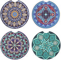 Vaincre 4 Pack Ceramic Mandala Car Coasters by Vaincre