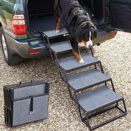 Veehoo Foldable Dog Steps for Car Truck, Large Dogs Stairs Extra Wide 20" by Veehoo