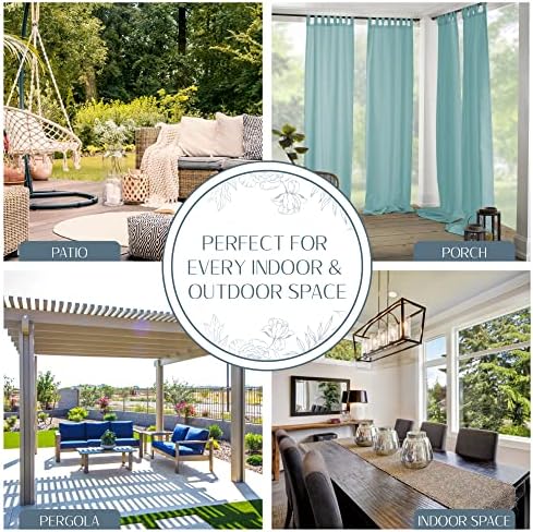 Matine Solid Tab Top Indoor/Outdoor Window Curtain, Mineral - Image 4