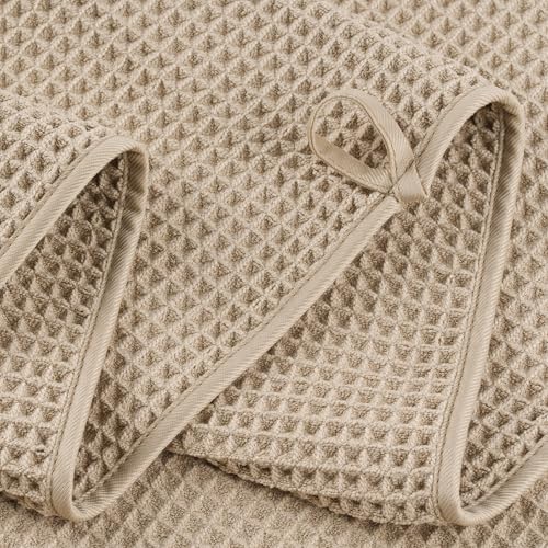 POLYTE 430 GSM Poly Blend Microfiber Quick Dry Waffle Bath Towel Set of 6 - Image 4