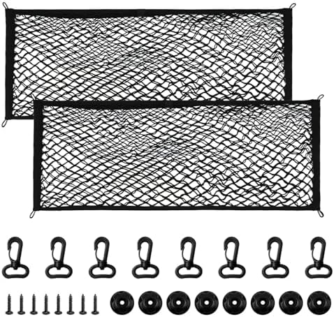 2 PCS Car Rear Cargo Net, Adjustable Elastic Trunk Storage Net by Unknown