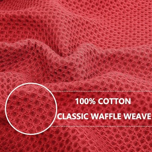 Homaxy 100% Cotton Waffle Weave Kitchen Dish Cloths 8-Pack, Brick Red - Image 2