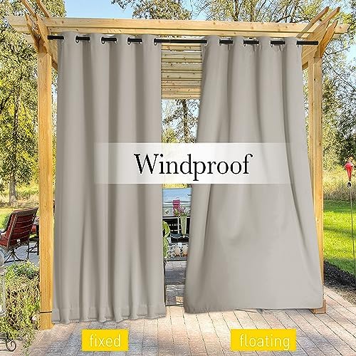NICETOWN 2 Panels Outdoor Curtains Waterproof Extra Long W52xL108 Natural - Image 6