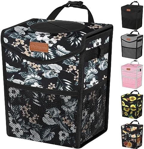 Pritent Car Trash Can with Lid Leakproof Car Garbage Bag Vehicle Trash Bin by Pritent