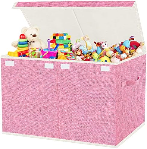 Toy Storage Box with Lid, Collapsible 82L Pink by VERONLY