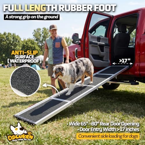 71" Aluminum Alloy Dog Ramp for Car SUV Truck Side Door, Outdoor Foldable Pet - Image 4
