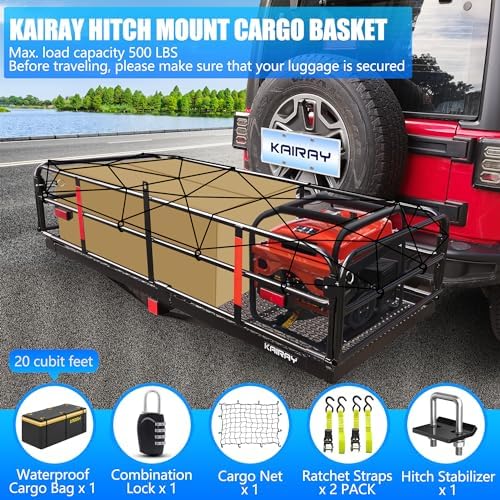 KAIRAY 500 Lbs Heavy Duty Hitch Mount Cargo Carrier 60"x24"x14.4" Folding Rear - Image 6