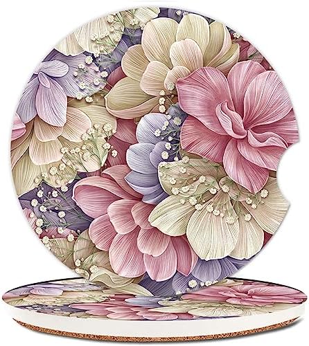 Absorbent Car Cupholder Coaster 2 Pack, Cute Car Coasters by NUGGHU