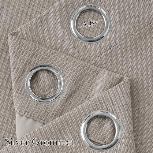NICETOWN Short Faux Linen Angora Blackout Curtains 63 inches Long - Image 2
