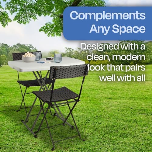 Lavish Home Indoor & Outdoor Portable Folding Table Set of 2 - Image 5