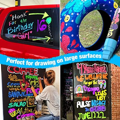 Window Paint Markers for Glass Washable: 8 Pack 15mm Jumbo Liquid Chalk Marker - Image 6