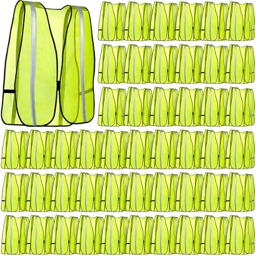 Jecery 60 Packs High Visibility Vest Safety Reflective Hi Visibility Mesh Vest by Jecery
