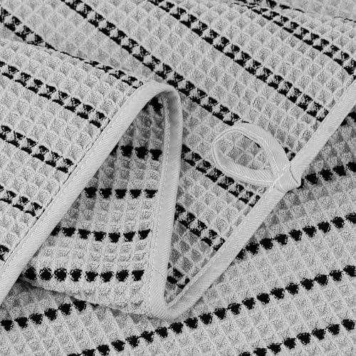POLYTE 430 GSM Poly Blend Microfiber Quick Dry Waffle Bath Towel Set of 6 - Image 4