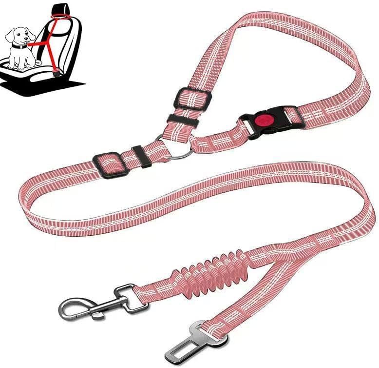 Pink 2-in-1 Dog Seat Belt for car, Adjustable Safety Leash - Image 6