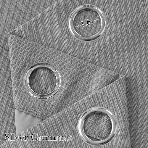 NICETOWN Short Faux Linen Light Grey Blackout Curtains 63 inches Long - Image 2