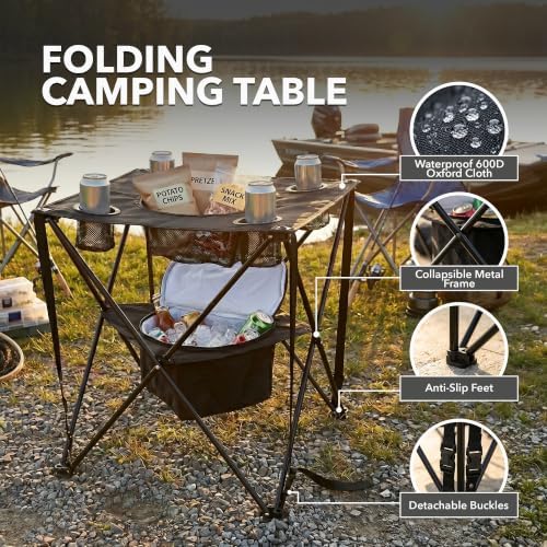 OVENTE Collapsible Folding Camping Table, Insulated Cooler - Image 5