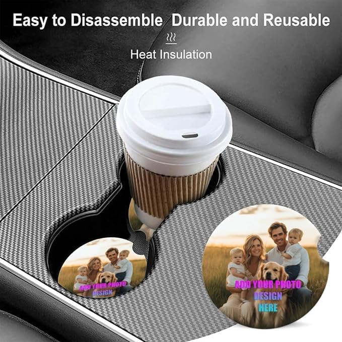 Personlized Cup Holder for Car, Upload Your Design/Logo/Photo Here. Ceramic - Image 6
