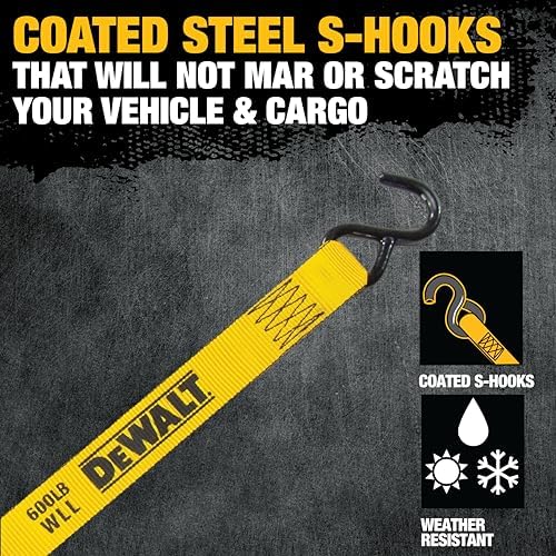 DEWALT 1.25"×12'×1, 800 lbs Light-Duty Ratchet Strap - Image 6