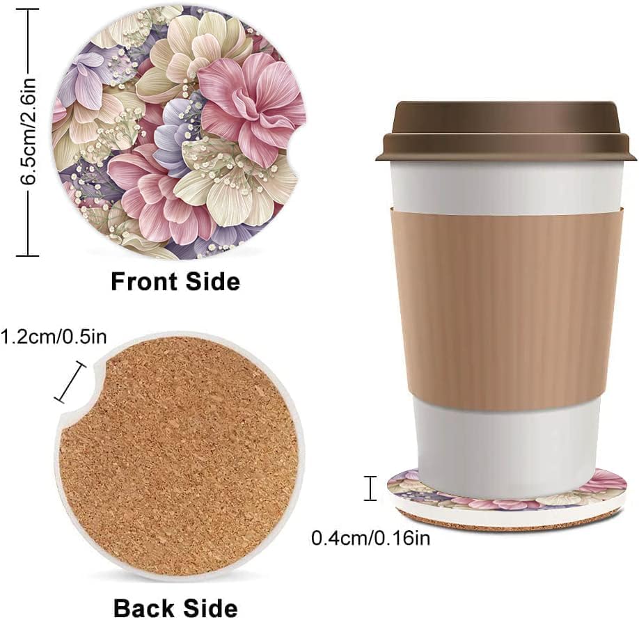 Absorbent Car Cupholder Coaster 2 Pack, Cute Car Coasters - Image 2