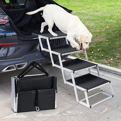 Uross Dog Stairs for Car 4 Steps Suitable for Car Trunk Heights 23"-26"- by Uross