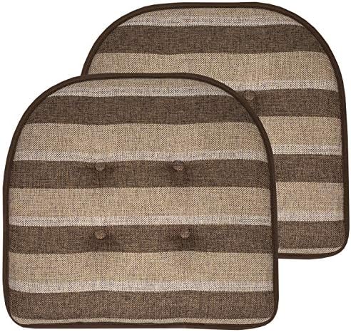 Chair Cushion Memory Foam Pads Tufted Slip Non Skid Rubber Back U-Shaped 17" x by SweetHomeCollection