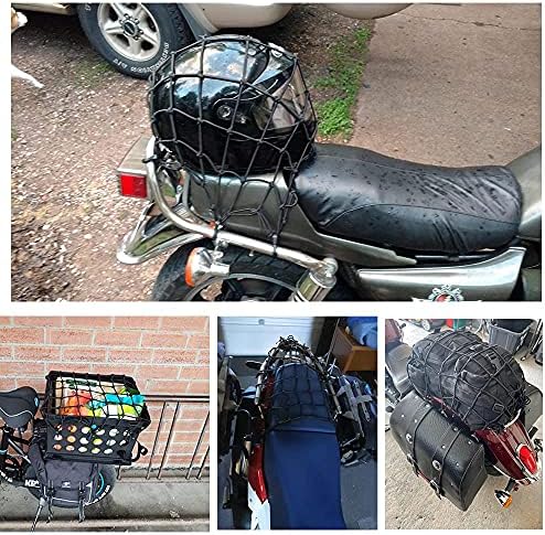 Black 15"x15" Motorcycle Cargo Net Featuring 6 Adjustable Hooks & Tight 2''x2'' - Image 6