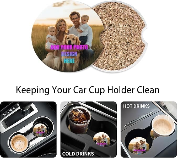 Personlized Cup Holder for Car, Upload Your Design/Logo/Photo Here. Ceramic - Image 5
