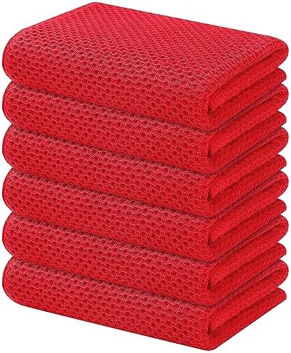 Kitinjoy 100% Cotton Waffle 6-Pack Kitchen Towels by Kitinjoy