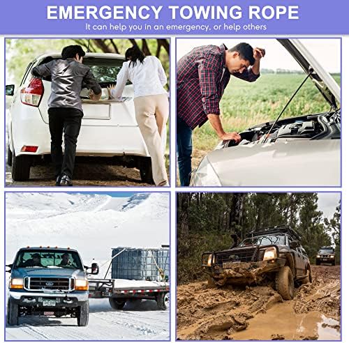 2 Pack Tow Strap 2" x13' Heavy Duty Blue Nylon Recovery Hooks Emergency - Image 6