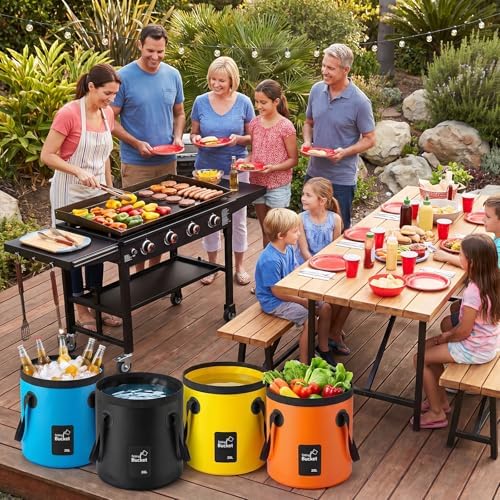 4 Pcs Collapsible Bucket with Handle 5 Gallon Foldable Water Container Folding - Image 6