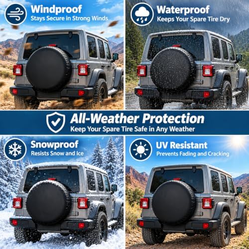 GLOBLELAND 27-30 inch Black Spare Tire Cover - Image 7