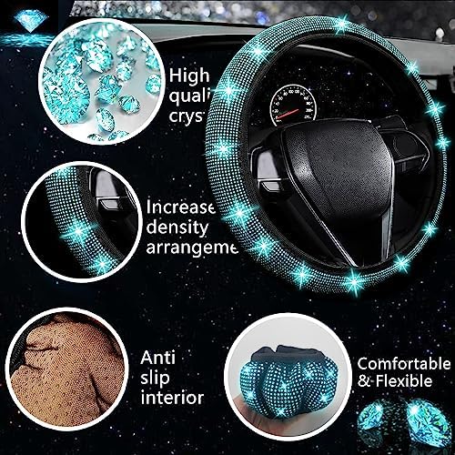 NBTEPEM 27 PCs Aquamrine Bling Car Accessories Set - Image 3