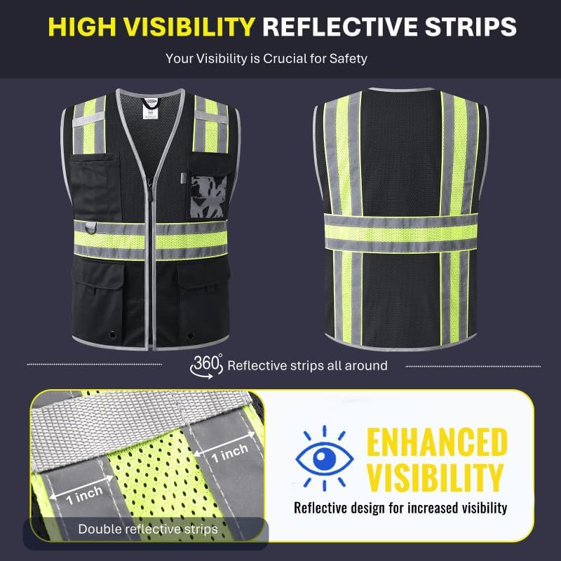 JKSafety Safety Vest for Men Women Hi Vis Relfective Vest - Image 2