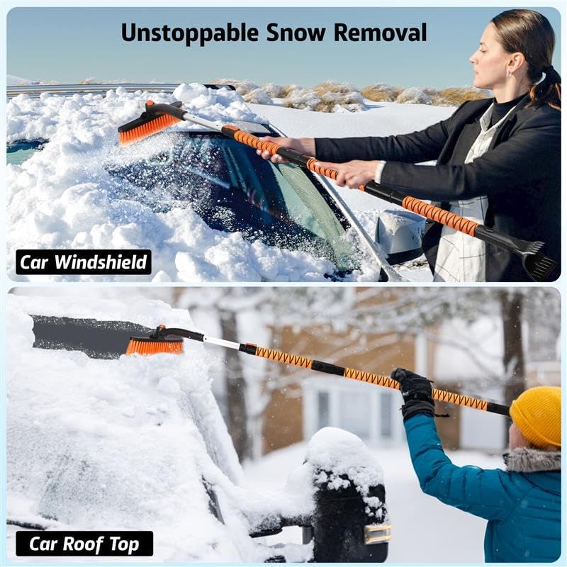 EcoNour 63" Extendable Snow Brush & Ice Scraper - Image 4