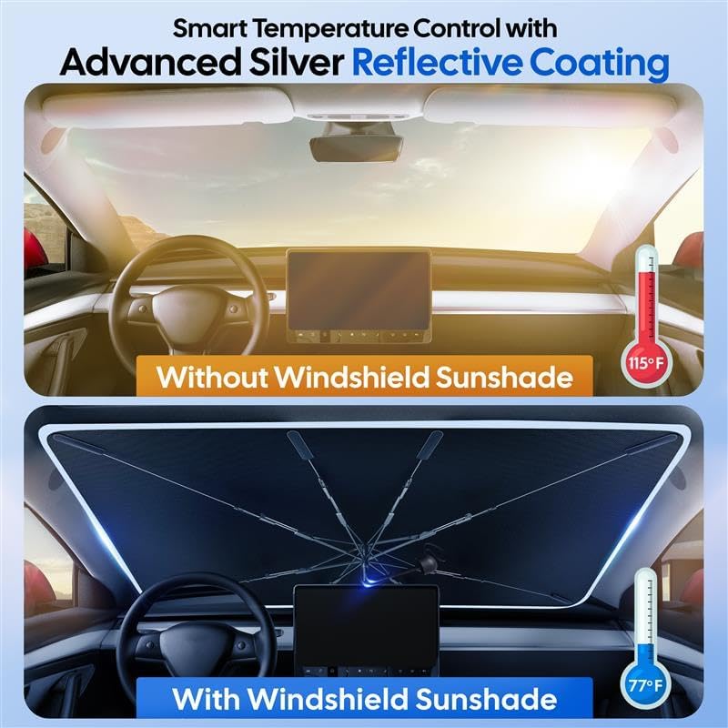 EcoNour Foldable Windshield Sun Shade Window Tint Fit - Image 7