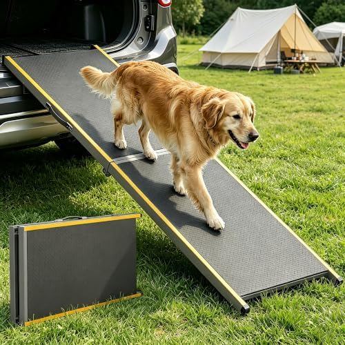 Dog Ramp for Car, Heavy Duty Steel Frame Folding Car Ramp by ZENTAVO