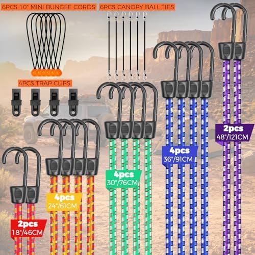 32-Piece Bungee Cords with Hooks - Image 2
