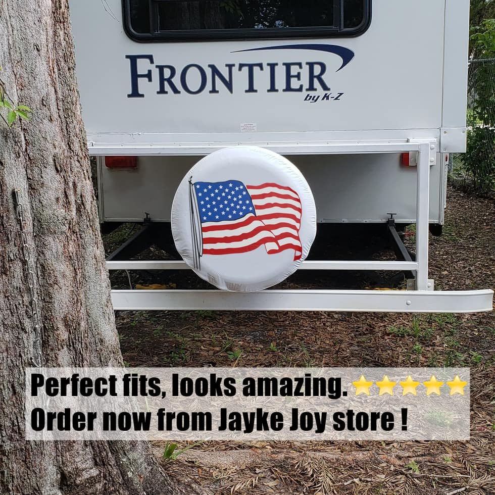 American Flag White Spare Tire Cover - Image 6